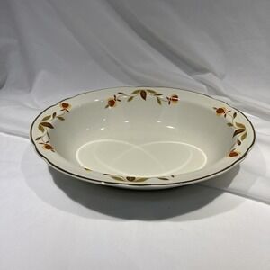Hall's Jewel Tea Autumn Leaf Oval Serving Bowl Vegetable Dish 10.5 x 8 Vtg